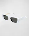 Gucci Womens White Gg1661s Rectangle-frame Acetate Sunglasses In Pastel Light Blue