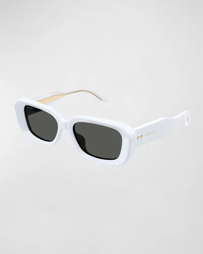 Gucci Womens White Gg1661s Rectangle-frame Acetate Sunglasses