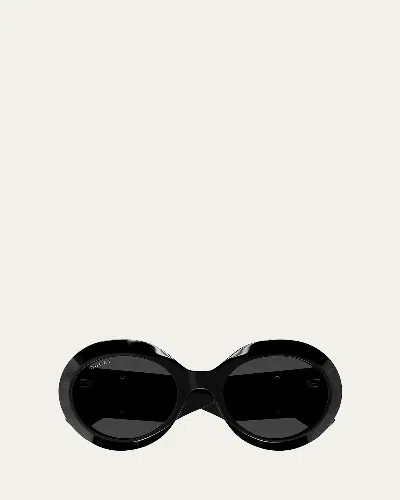 Gucci Beveled Acetate Round Sunglasses
