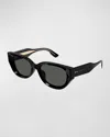 Gucci Beveled Recycled Acetate Cat-eye Sunglasses In Black