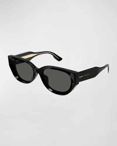 Gucci Beveled Recycled Acetate Cat-eye Sunglasses In Black
