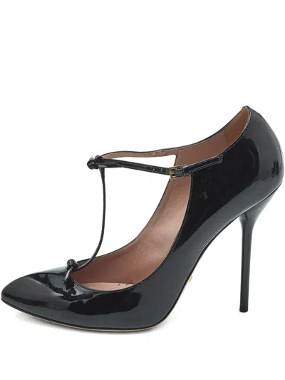 Pre-owned Gucci Beverly T-strap Pumps In Black