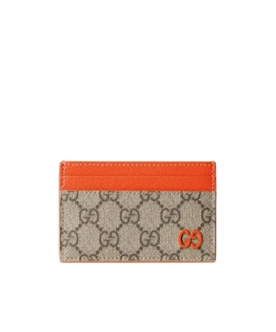 Gucci Bi-color Gg Card Case In Brown