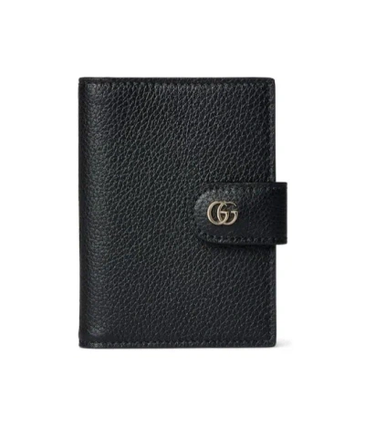 Gucci Bi-color Gg Marmont Card Case In Black