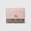 Gucci Bi-color Gg Marmont Mini Wallet In Pink