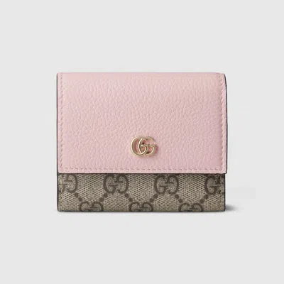 Gucci Bi-color Gg Marmont Mini Wallet In Pink