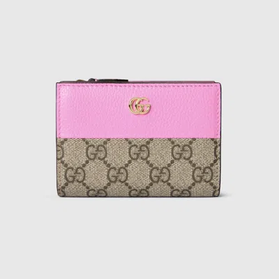 Gucci Bi-color Gg Marmont Small Wallet In Pink