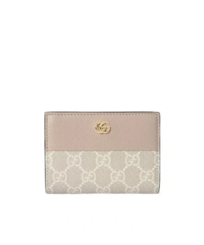 Gucci Bi-color Gg Marmont Small Wallet In White