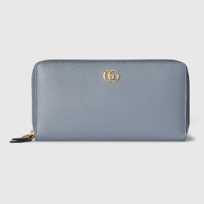 Gucci Bi-color Gg Marmont Zip Around Wallet In Gray