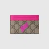 Gucci Bi-color Gg Monogram Card Case In Beige