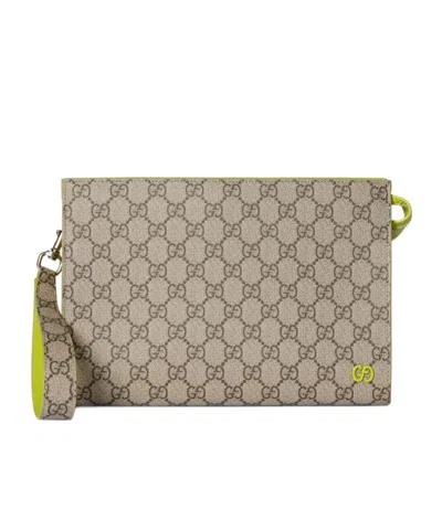 Gucci Bi-color Small Pouch In Beige