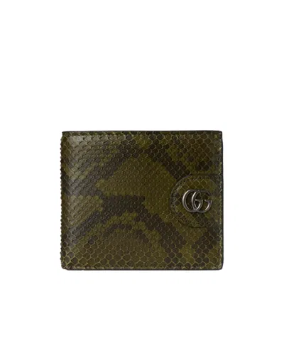 Gucci Bi-fold Python Wallet In Green