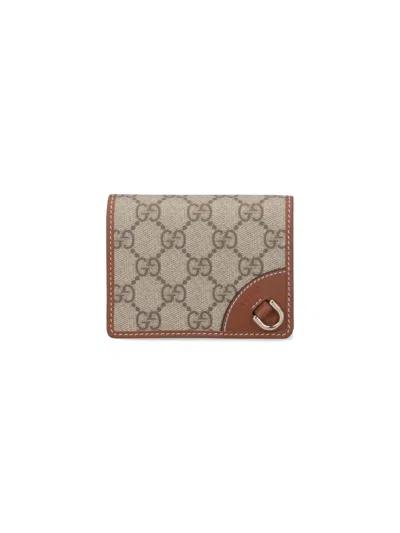 Gucci Bi-fold Wallet "gg Emblem" In Neutral