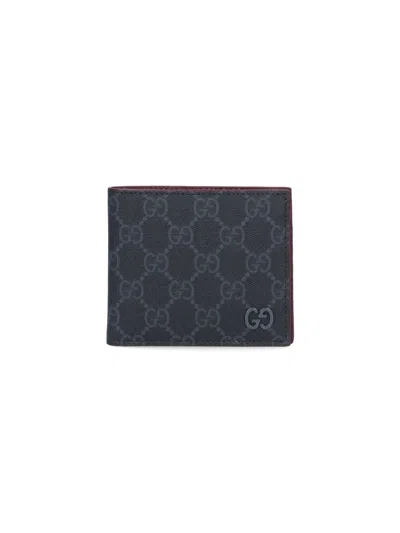 Gucci Bi-fold Wallet With "gg" Detail In Black  