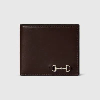Gucci Bi-fold Wallet With Horsebit In Brown