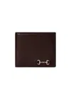 Gucci Men Brown Bi-fold Wallet With Horsebit On The Front And Embossed Logo On The Inside In Leather In Brown