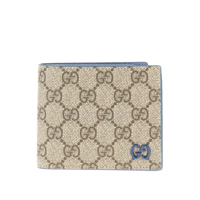 Gucci Bi-fold Wallet With Lacquered Gg Detail In Blue