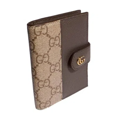 Gucci Bi-color Gg Marmont Card Case In Brown