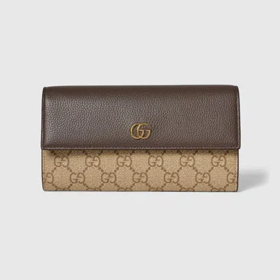 Gucci Bi-color Gg Marmont Continental Wallet In Orange
