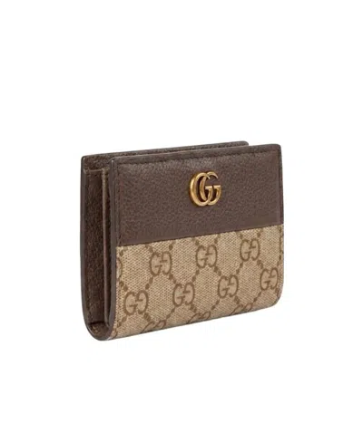 Gucci Bi-color Gg Marmont Small Wallet In Brown