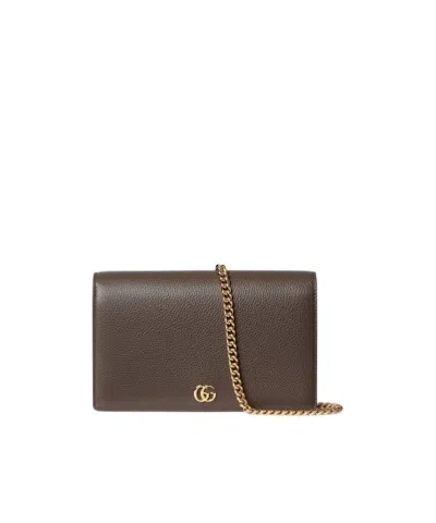Gucci Bi-color Gg Marmont Wallet On Chain In Black