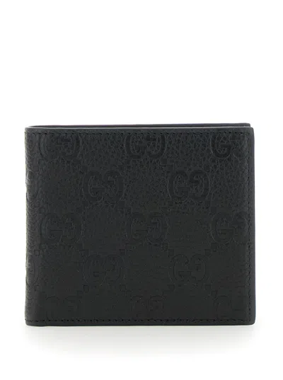 Gucci Gg-monogram Leather Wallet In Black