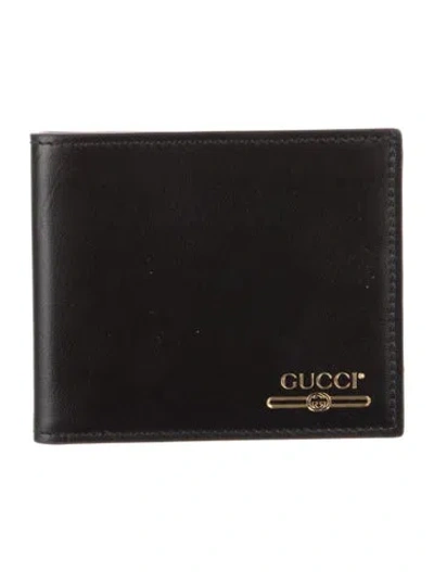 Pre-owned Gucci Bifold Calf Leather Bifold Wallet In Black