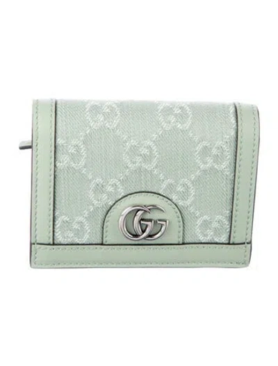 Pre-owned Gucci Bifold Gg Canvas Compact Wallet In Green