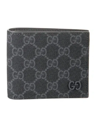Pre-owned Gucci Bifold Gg Supreme Bifold Wallet In Gray