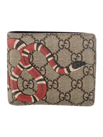 Pre-owned Gucci Bifold Gg Supreme Bifold Wallet In Neutrals