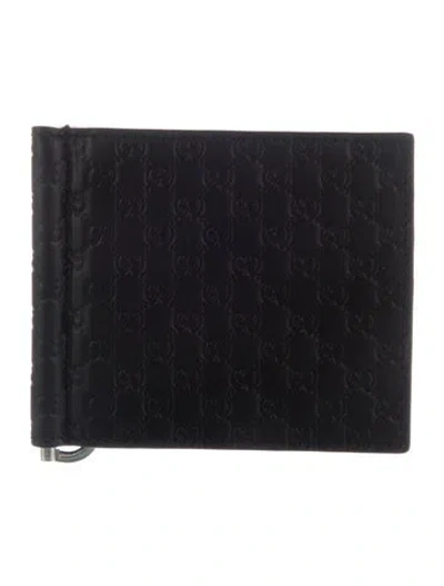 Pre-owned Gucci Bifold Microssima Pattern Bifold Wallet In Black