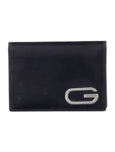 Pre-owned Gucci Bifold Pass Interlocking G Logo Card Holder In Black