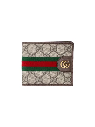 Gucci Bi-fold Wallet "ophidia" In Sand