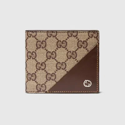 Gucci Bi-fold Wallet With Interlocking G In Beige