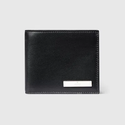 Gucci Bi-fold Wallet With Metal Tag In Black