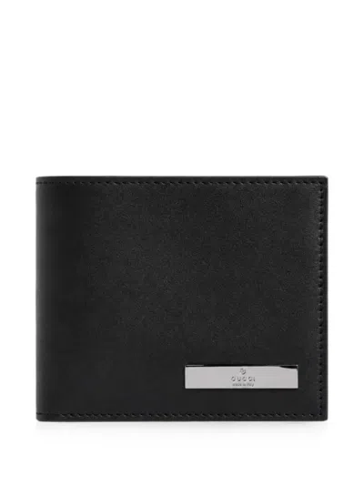 Gucci Bi-fold Wallet With Metal Tag In Black