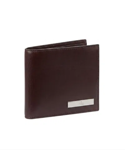 Gucci Bi-fold Wallet With Metal Tag In Brown