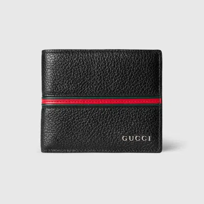 Gucci Bi-fold Wallet With Web In Black