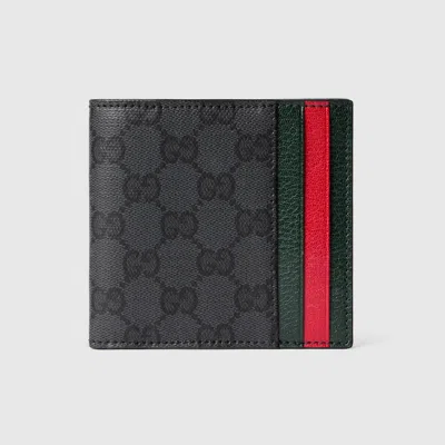 Gucci Bi-fold Wallet With Web Card Slots In Black