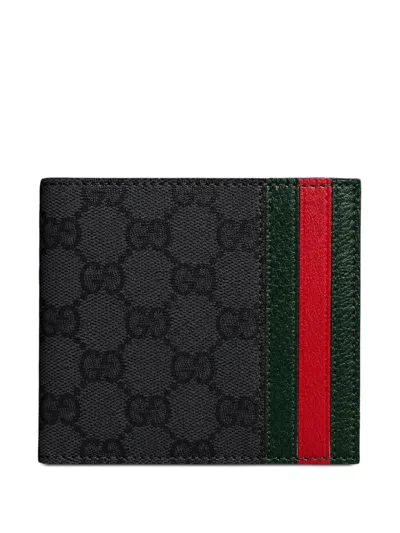 Gucci Bi-fold Wallet With Web Card Slots In Black