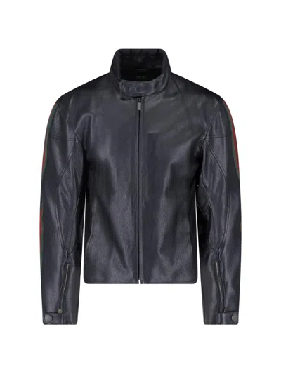 Gucci Biker Jacket In Leather In Black