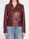 Gucci Biker Leather Jacket In Burgundy