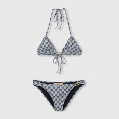 Gucci Sparkling Jersey Bikini In Blue/white