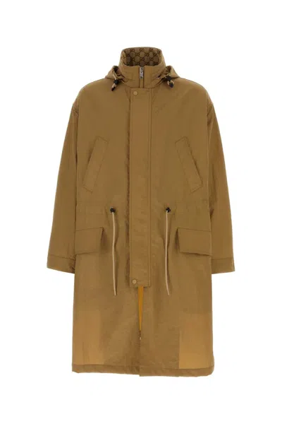 Gucci Biscuit Nylon Jacket For Men In Brown