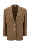 Gucci Oversized Wool Blazer With Back Clamp Detail In Brown