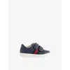 Gucci Bl-dk Bl/b.r.b/blu Kids 'ace Coated-canvas Trainers Eur 21 / 4.5 Uk In Multi