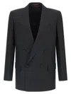 Gucci Men Double-breasted Technical Panama Blazer In Black