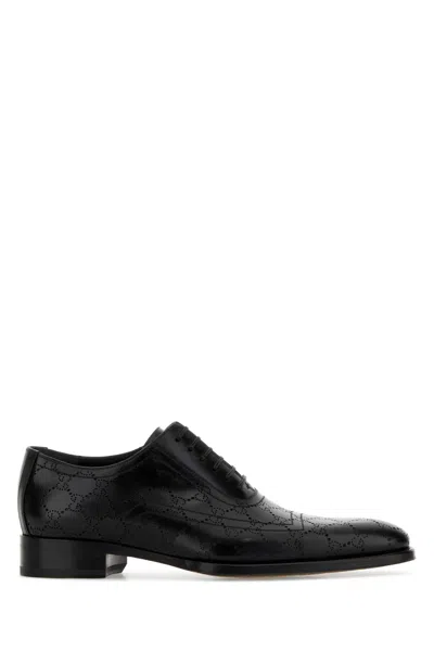Gucci Black Leather Lace Up Shoes