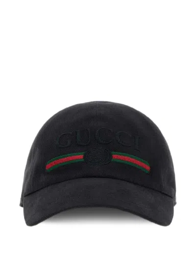 Gucci Slate Canvas Baseball Cap In Black