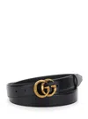 Gucci Black Belt With Gg Marmont Buckle In Leather Man In Black